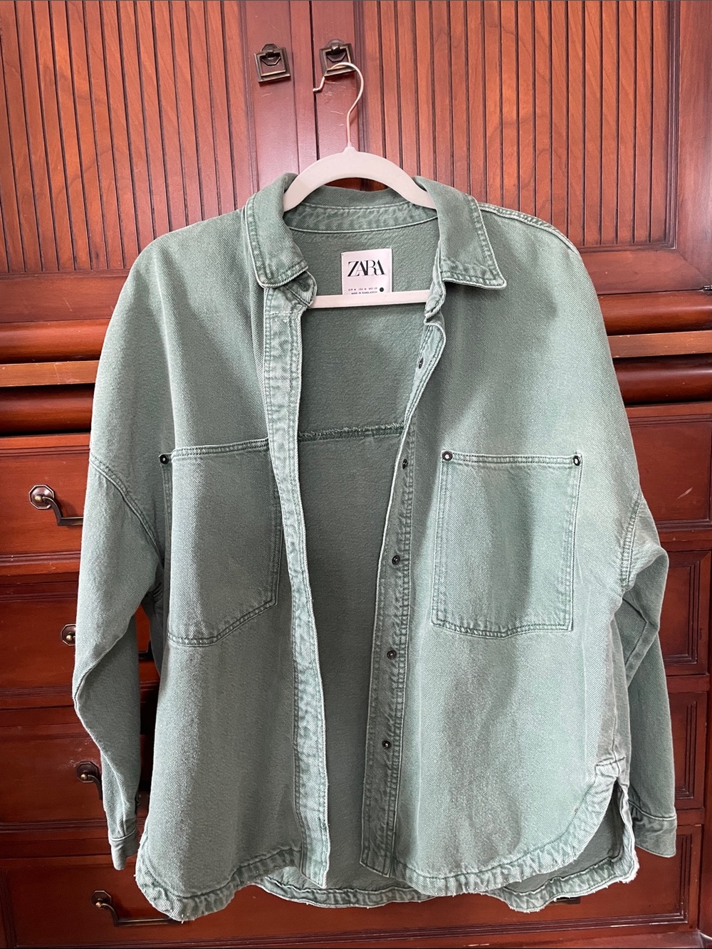 Zara Green Denim Jacket